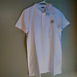 GUESS SHORT SLEEVE TEXTURED KNIT POLO SHIRT
